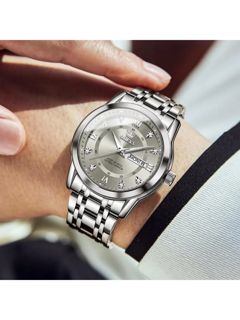 Classic Large Face Stainless Steel Dress Watch for Men - Stylish & Durable